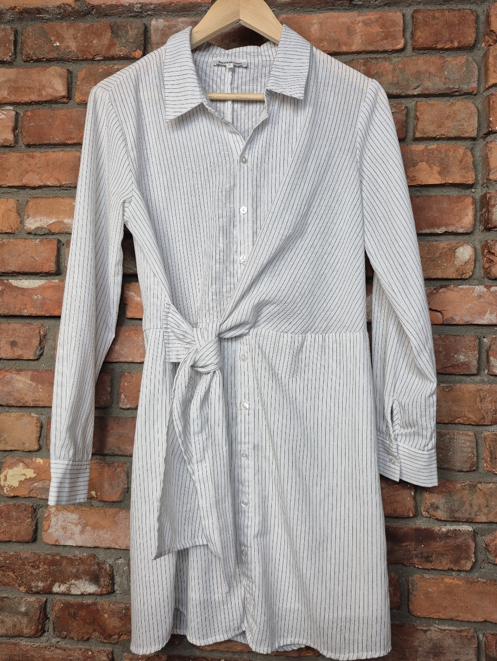 Heartloom Striped Tie Waist Shirt Dress Medium Lined Coastal Chic - Picture 2 of 8